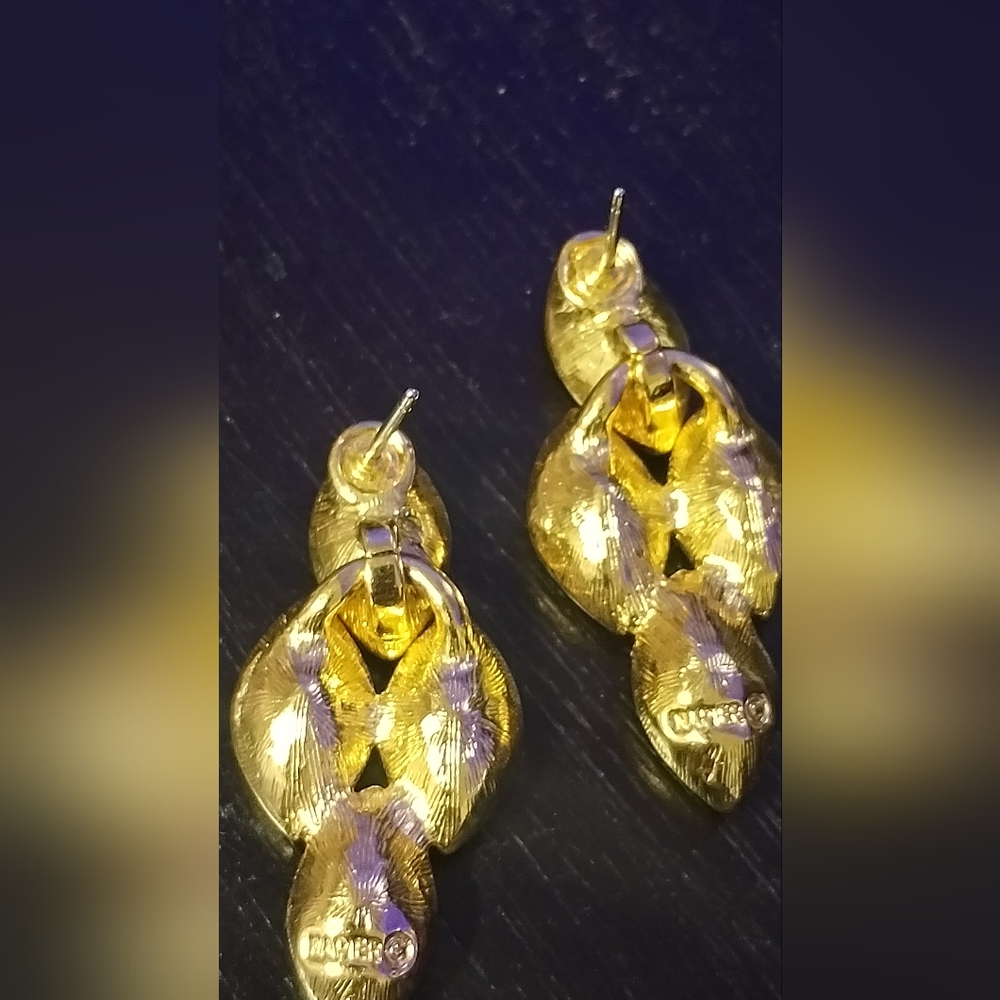 Napier Gold-Tone Marquise-Cut Crystal Cluster Stud Earrings - Picture 6 of 7
